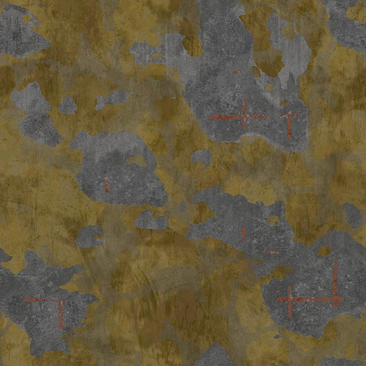 Worn Concrete Wall with Peeling Paint and Exposed Rebars seamless PBR texture preview