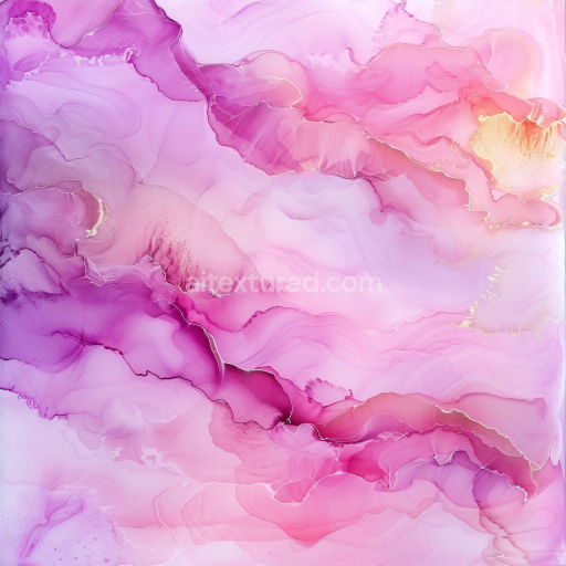 Seamless 3D Alcohol Ink PBR Texture with Pink and Purple Fluid Waves and Soft Marbling