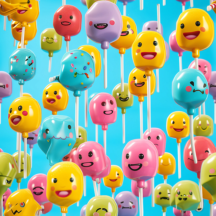 Inflated Featuring Colorful Happy Vinyl Panels with Expressive Faces seamless PBR texture preview