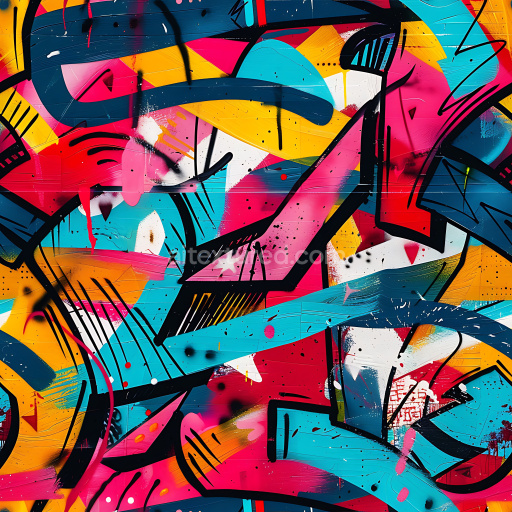 Seamless 3D PBR Graffiti Texture Featuring Vibrant Multicolor Spray Paint on Concrete