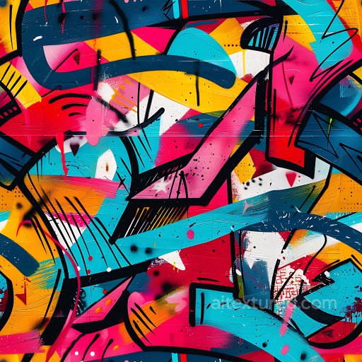 Seamless 3D PBR Graffiti Texture Featuring Vibrant Multicolor Spray Paint on Concrete texture preview