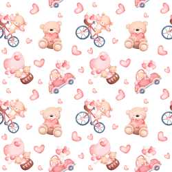 Pattern Bundle - Seamless 3D Pattern PBR Texture with Adorable Teddy Bear and Heart Motifs in Soft Pastel… texture preview