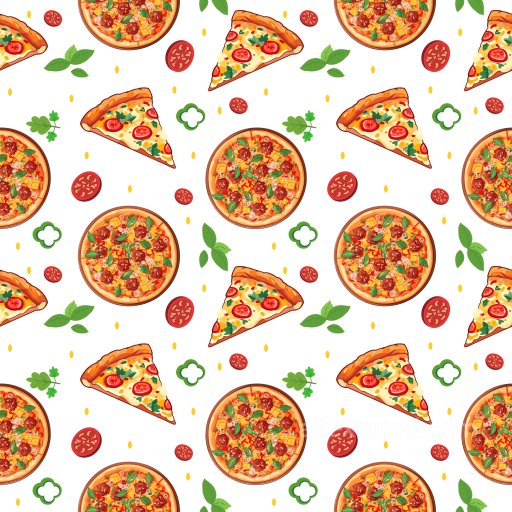Pattern PBR Texture Featuring Colorful Pizza Slices & Toppings seamless Pattern Bundle PBR texture