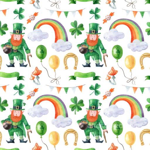 with Watercolor St Patrick Themed Illustrations seamless St patrick digital paper bundle PBR texture