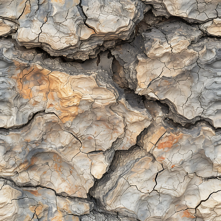 Of Eroded Cliff Rock With Natural Cracks And Warm Tones seamless PBR texture preview