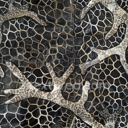 seamless Seamless 3D PBR Texture of Cracked Black Leather with Detailed Antler Motif texture 8k free download PBR