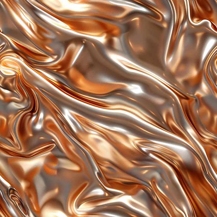 Glossy Fabric Featuring Copper and Silver Waves seamless PBR texture preview