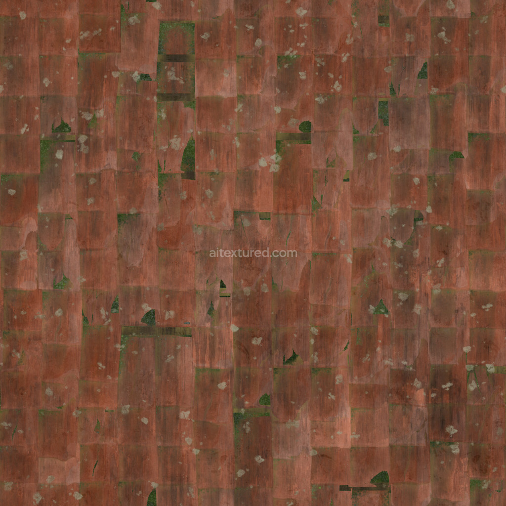 Seamless PBR texture of weathered red roofing tiles