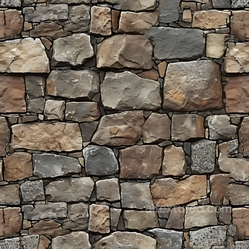 Stone Wall PBR Texture Featuring Weathered Multi-Colored Rocks seamless Stone PBR texture