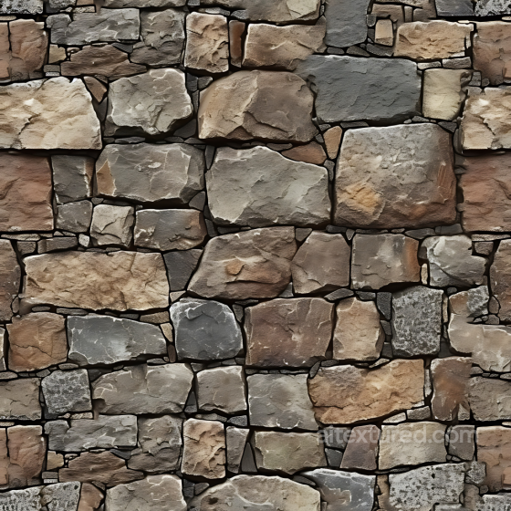 Stone Wall PBR Texture Featuring Weathered Multi-Colored Rocks Stone texture preview