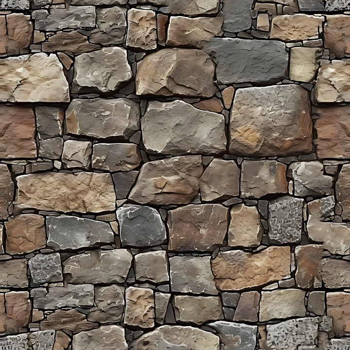 Stone Wall Featuring Weathered Multi-Colored Rocks seamless PBR texture preview