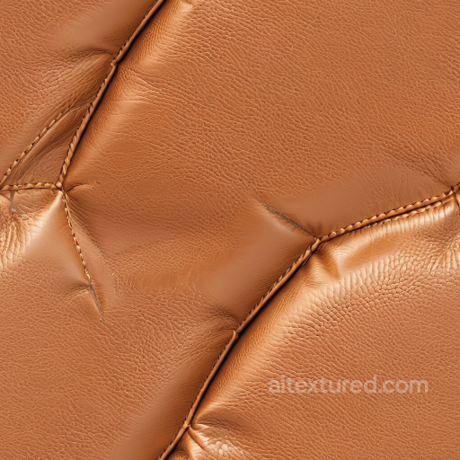 Burnt Orange Leather Texture with Detailed Grain and Stitched Seams seamless Leather PBR texture