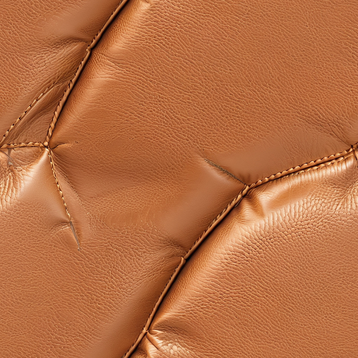 Burnt Orange Leather with Detailed Grain and Stitched Seams seamless PBR texture preview