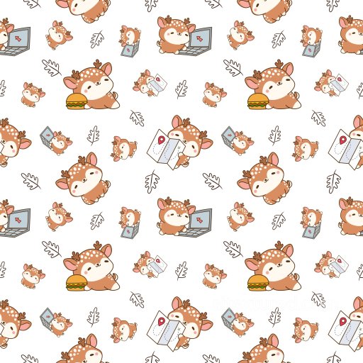 Pattern PBR Texture with Cute Cartoon Deer Motifs and Playful Objects seamless Pattern Bundle PBR texture