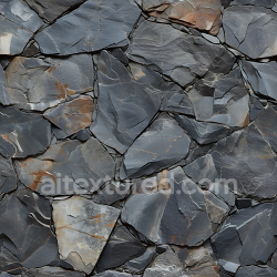 seamless Seamless 3D Slate Stone Wall PBR Texture with Dark Gray and Rust Accents texture 8k free download PBR