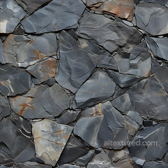 Slate Stone Wall PBR Texture with Dark Gray and Rust Accents Stone texture preview