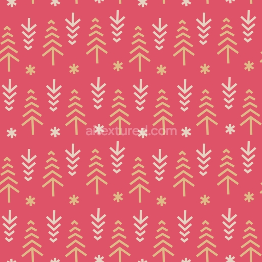 Seamless 3D PBR Digital Paper Texture with Red Background and Beige Christmas Patterns