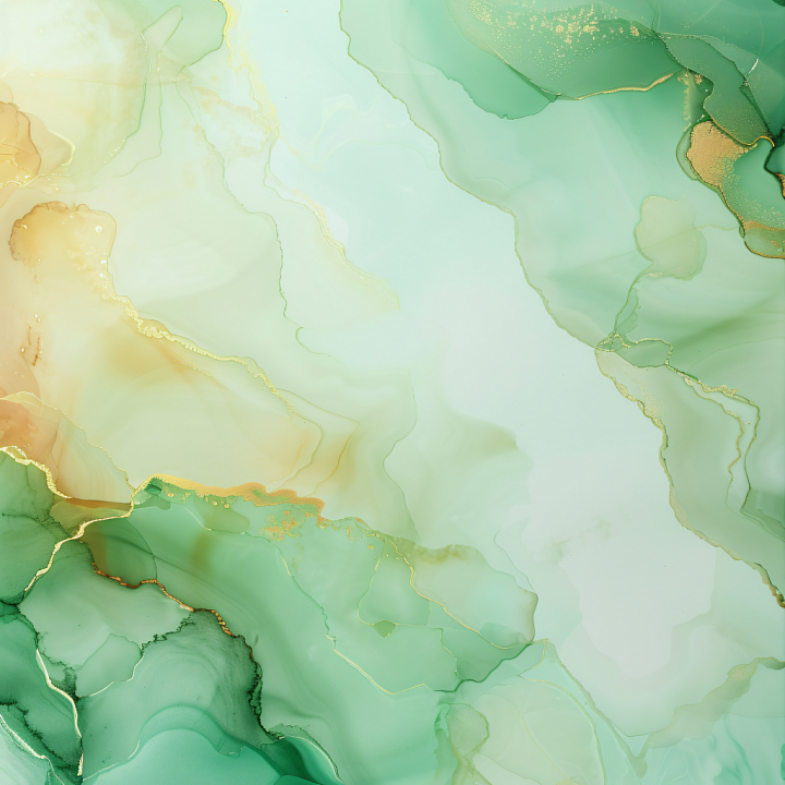Alcohol Ink Featuring Translucent Green and Gold Veined Marbling seamless PBR texture preview