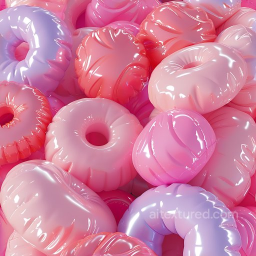 Inflated PBR Texture Featuring Pastel Inflated Vinyl Rings seamless Inflated PBR texture