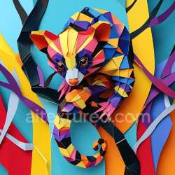 seamless Seamless 3D PBR texture featuring vibrant banded palm civet origami pattern texture 8k free download PBR