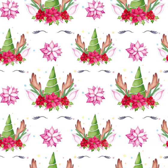 Watercolor Christmas Texture with Floral Crowns and Antlers Watercolor Christmas texture preview