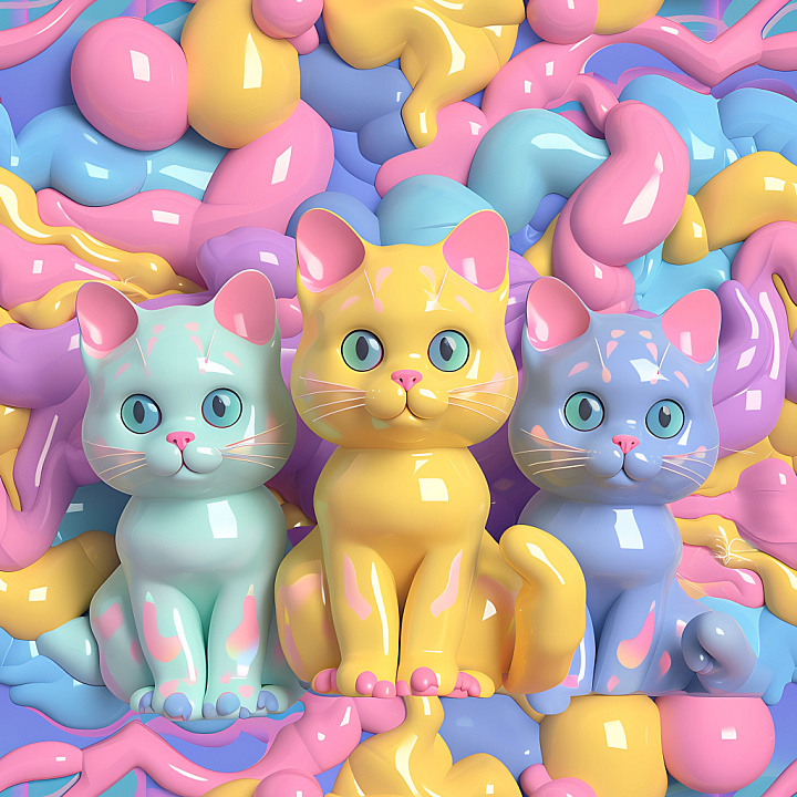 Inflated Glossy Polymer Bubbles in Pastel Colors seamless PBR texture preview