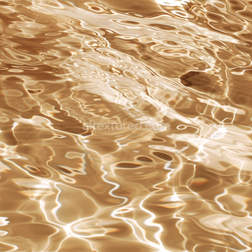 Seamless 3D PBR Amber Liquid Water Surface Texture with Soft Ripples and Glowing Highlights