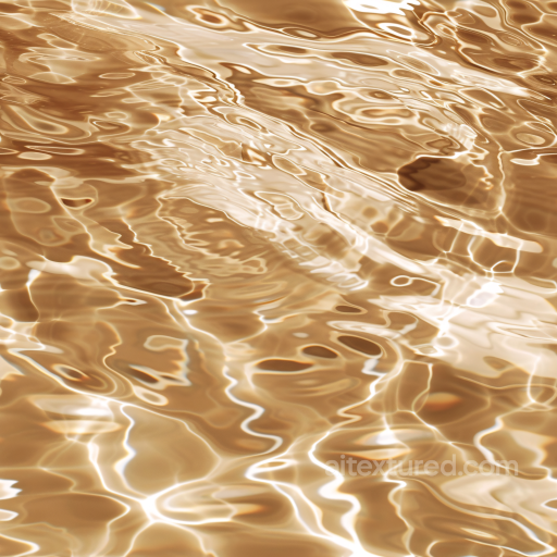 Amber Liquid Water Surface Texture with Soft Ripples and Glowing Highlights seamless Water PBR texture