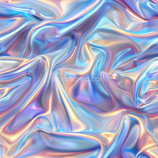 Seamless 3D PBR Texture of Glossy Iridescent Fabric with Soft Folds