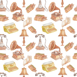 seamless Seamless 3D PBR Texture of Vintage Retro Objects Pattern in Soft Pastels texture 8k free download PBR