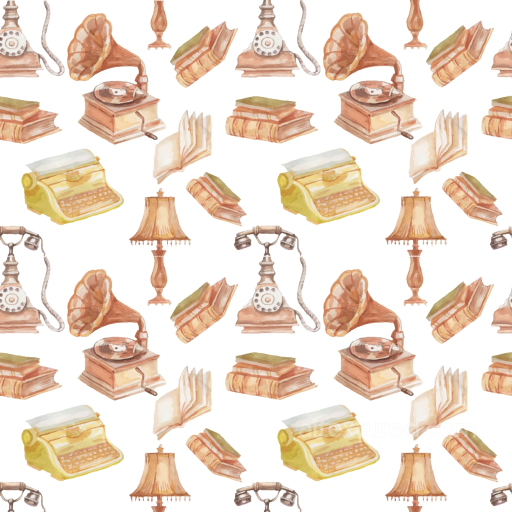 Vintage Scrapbook Texture of Vintage Retro Objects Pattern in Soft Pastels seamless Vintage Scrapbook PBR texture