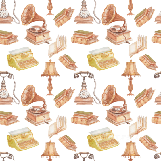 Vintage Scrapbook Texture of Vintage Retro Objects Pattern in Soft Pastels Vintage Scrapbook texture preview