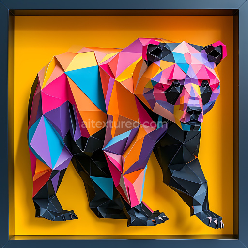 Seamless 3D PBR Texture of a Low-Poly Colorful Asiatic Black Bear