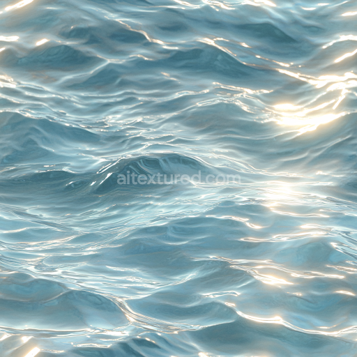 Seamless 3D Water PBR Texture Featuring Soft Calm Ocean Surface with Subtle Waves and Reflections