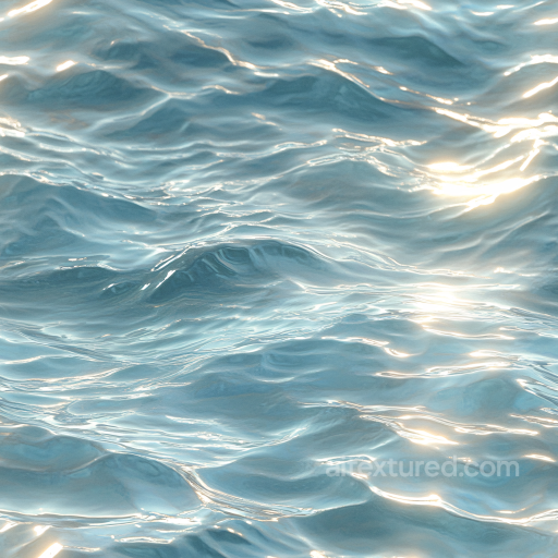 Water PBR Texture Featuring Soft Calm Ocean Surface with Subtle Waves and Reflections seamless Water PBR texture