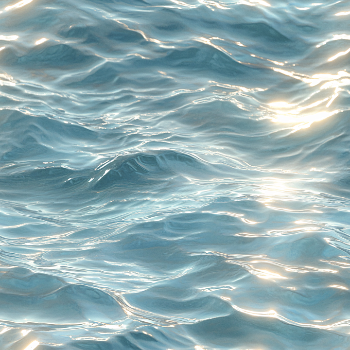 Water Featuring Soft Calm Ocean Surface with Subtle Waves and Reflectio… seamless PBR texture preview