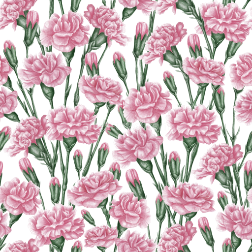 Seamless 3D PBR Texture of Pink Carnation Floral Fabric Pattern