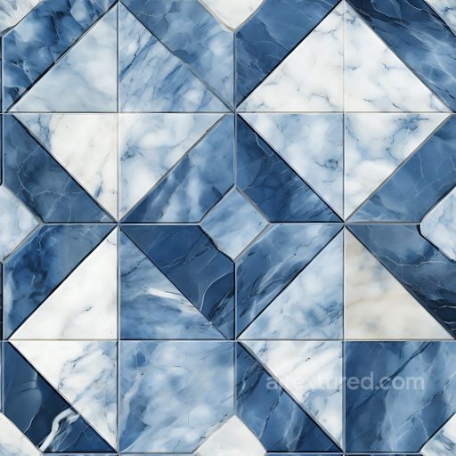 Blue and White Marble Chessboard PBR Texture with Polished Tiles seamless Marble PBR texture