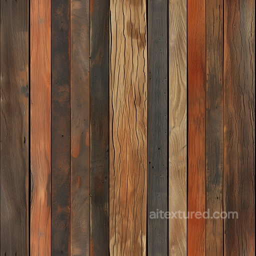 Rustic Weathered Wood Planks PBR Texture with Distinct Grain and Cracks seamless Wood PBR texture
