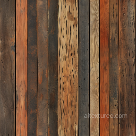 Rustic Weathered Wood Planks PBR Texture with Distinct Grain and Cracks Wood texture preview