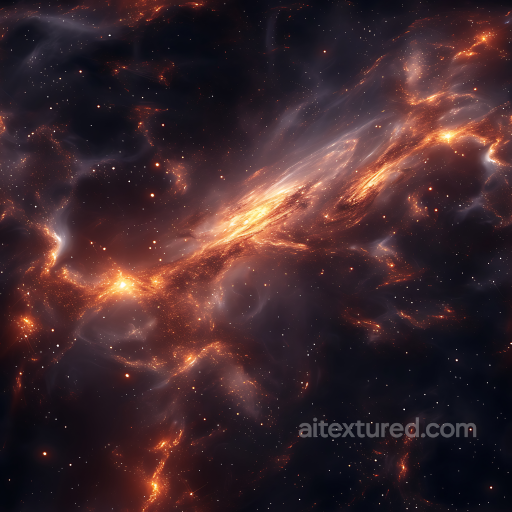 Space PBR Texture Featuring Fiery Cosmic Nebula Clouds and Starfield seamless Star, space, planets PBR texture