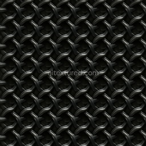 Seamless 3d texture pbr 8k of blackened steel chainmail with tight weave