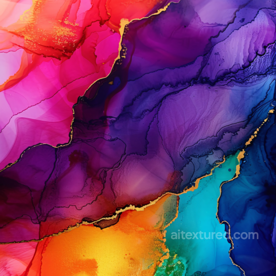 Alcohol Ink PBR Texture Featuring Vibrant Multicolor Fluid Waves and Gold Veins Alcohol ink texture preview