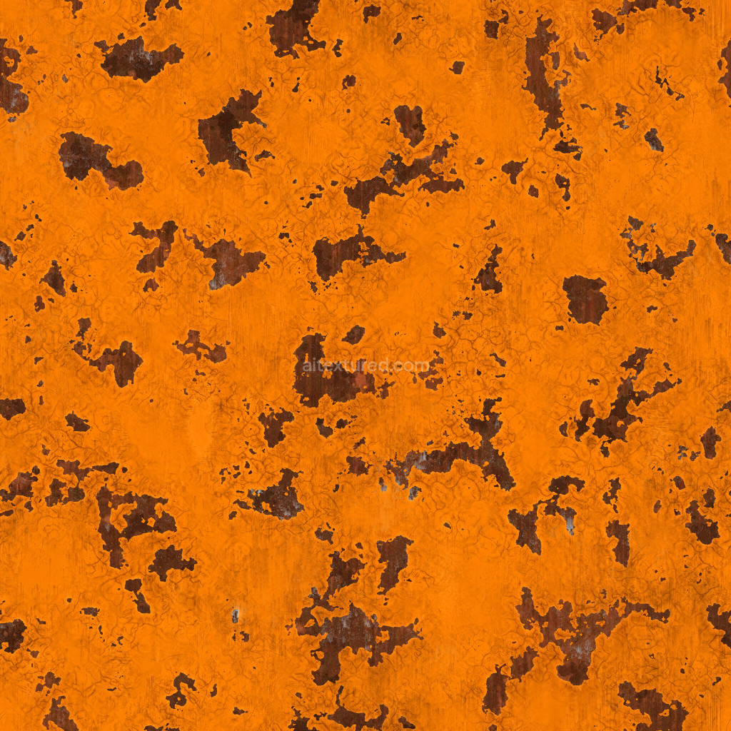 Seamless painted metal texture with a rusty orange finish