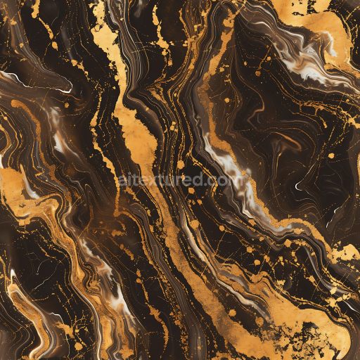 Seamless 3D PBR Chocolate Brown and Gold Veined Marble Texture
