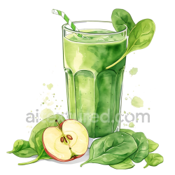 seamless Breakfast Green Apple and Spinach Juice Illustrated with Fresh Leaves texture 8k free download PBR
