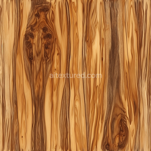 Seamless 3D PBR Texture of Olive Wood Planks with Distinctive Natural Grain and Knots