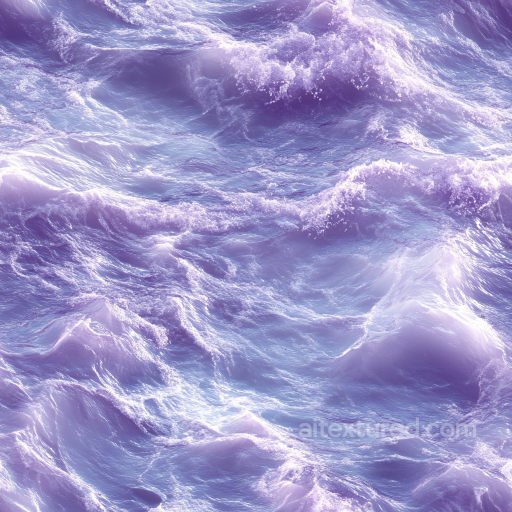 Stylized Purple Ocean Surface Water PBR Texture with Soft Foam and Waves seamless Water PBR texture