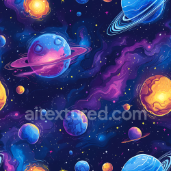 seamless Seamless 3D Space PBR Texture with Cartoon Planets and Colorful Nebulae texture 8k free download PBR