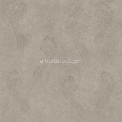 Seamless 3d texture pbr 8k of faded footprints on concrete surface with footprint erosion